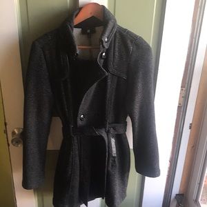 Soft Sweater “trench coat” with faux leather trim